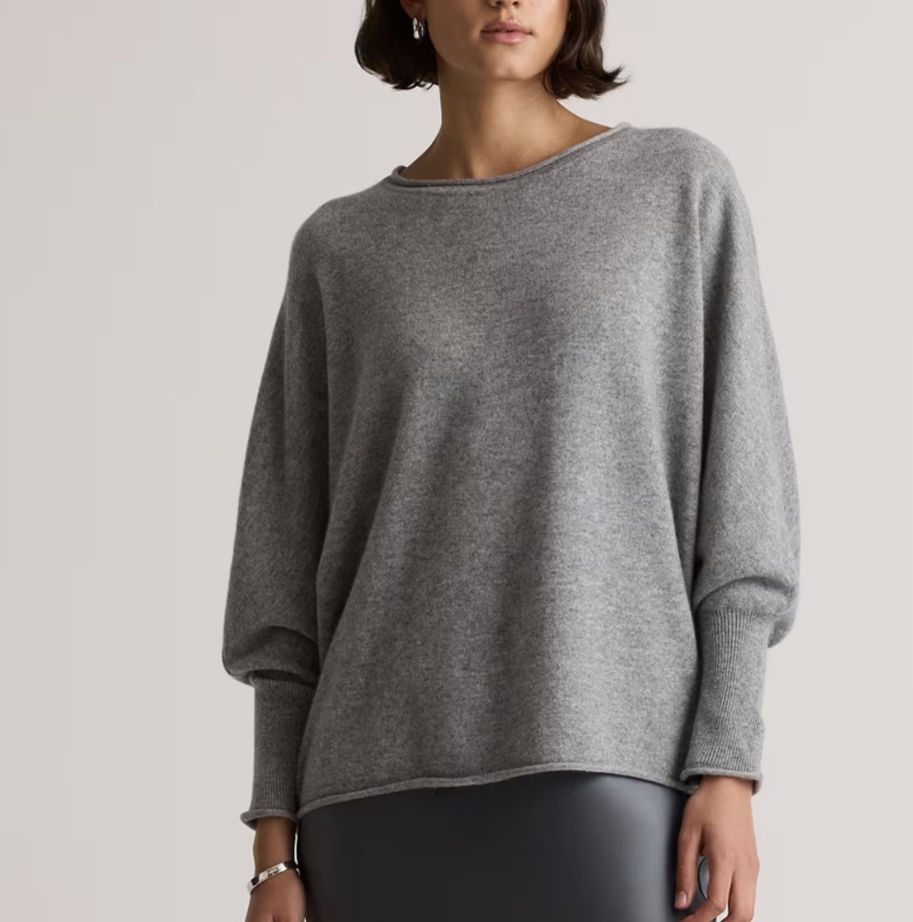 Quince Mongolian Cashmere Gray Batwing Sweater Women's L/XL